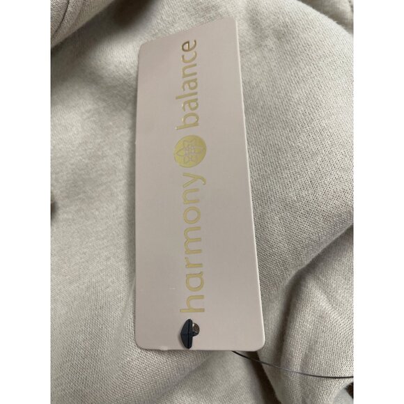 Harmony Women's Beige Cropped Hoodie Pull-On Drawstring Long Sleeves Sz XS - New - Picture 7 of 9